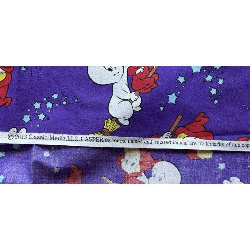 2013 Casper Friendly Ghost Wendy Witch Halloween Fabric Remnant Purple Cotton